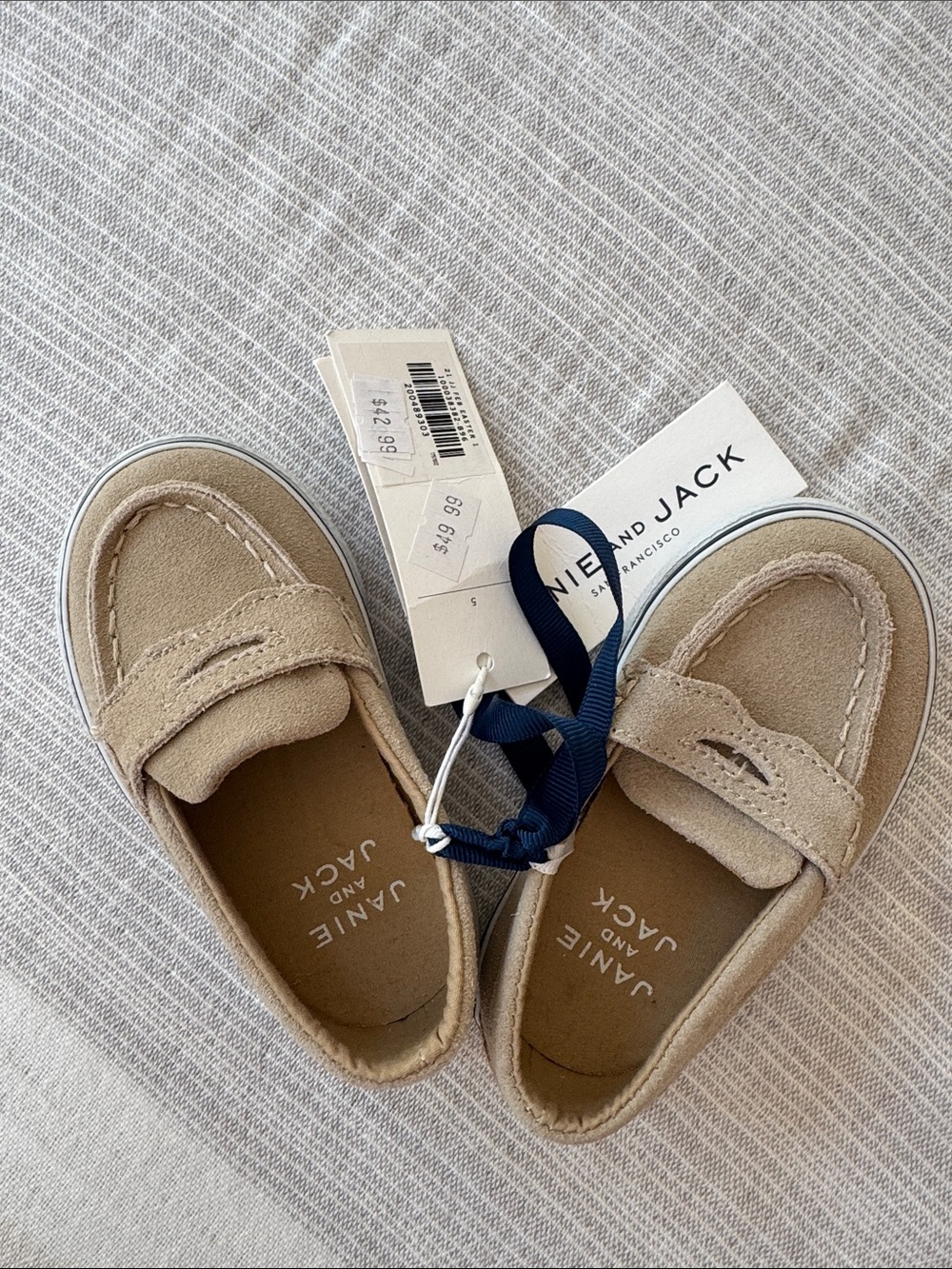 Janie and Jack Tan Suede Moccasin Loafers for Kids